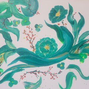 Teal Garden - Acrylic on Canvas